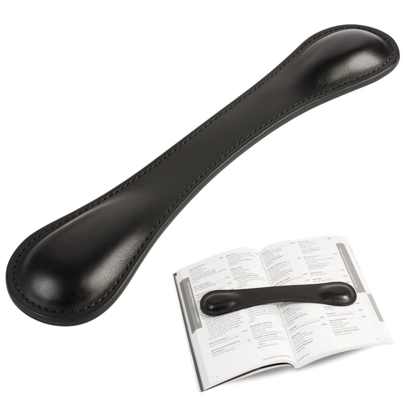Bey-Berk Black Leather Book Weight (Black), 8.5" x 1.75", Genuine Leather Page Paperweight - Image 1